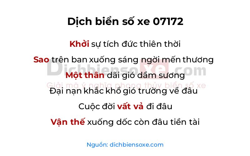 Dịch thơ biển số 07172