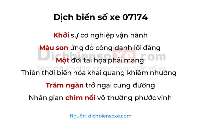 Dịch thơ biển số 07174