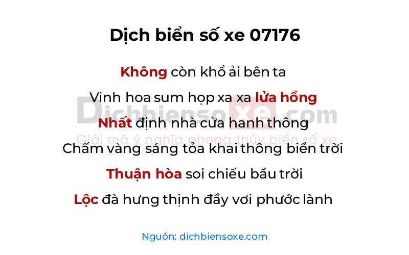 Dịch thơ biển số 07176