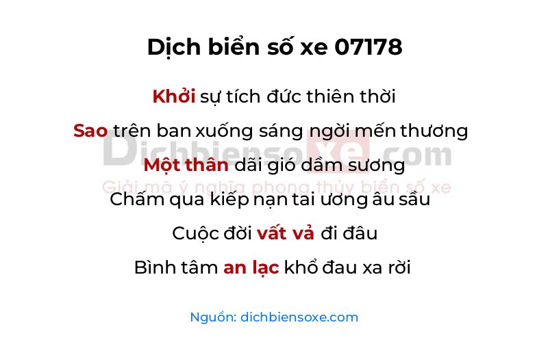 Dịch thơ biển số 07178