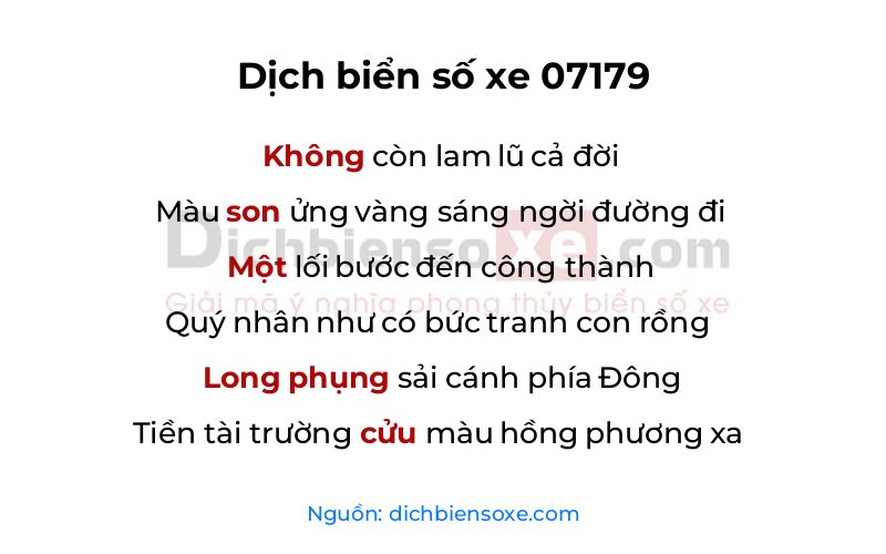 Dịch thơ biển số 07179