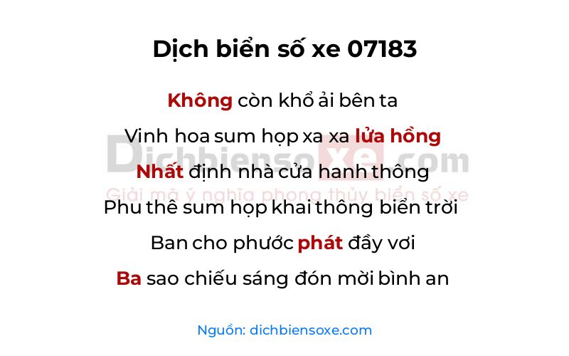 Dịch thơ biển số 07183