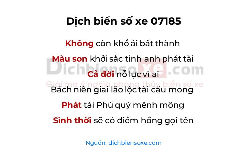 Dịch thơ biển số 07185