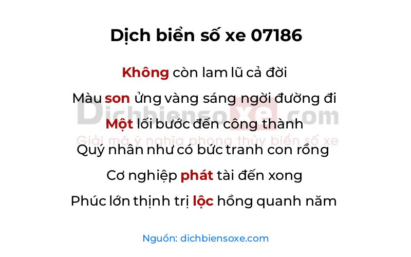 Dịch thơ biển số 07186