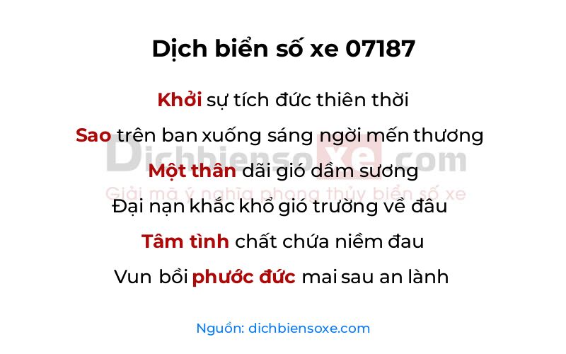 Dịch thơ biển số 07187