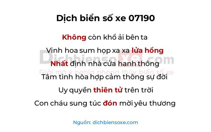 Dịch thơ biển số 07190