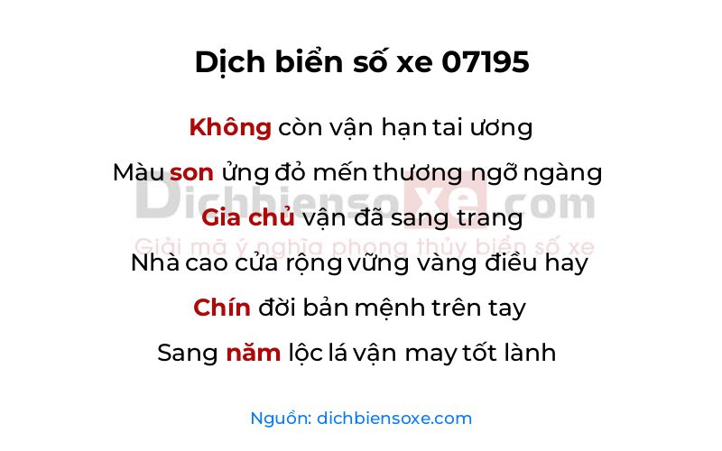 Dịch thơ biển số 07195