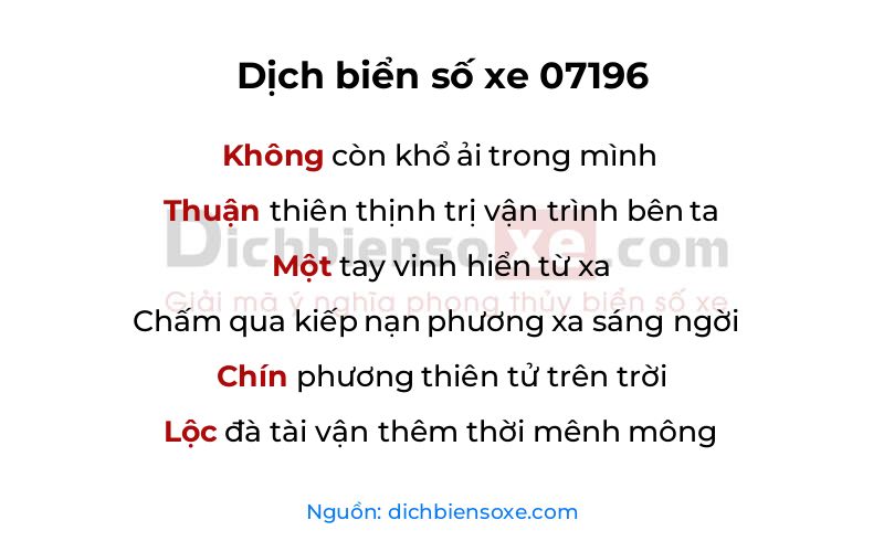 Dịch thơ biển số 07196