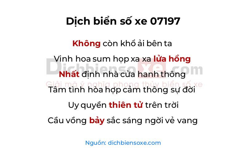 Dịch thơ biển số 07197