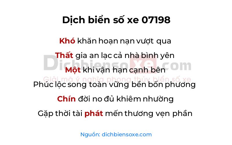 Dịch thơ biển số 07198
