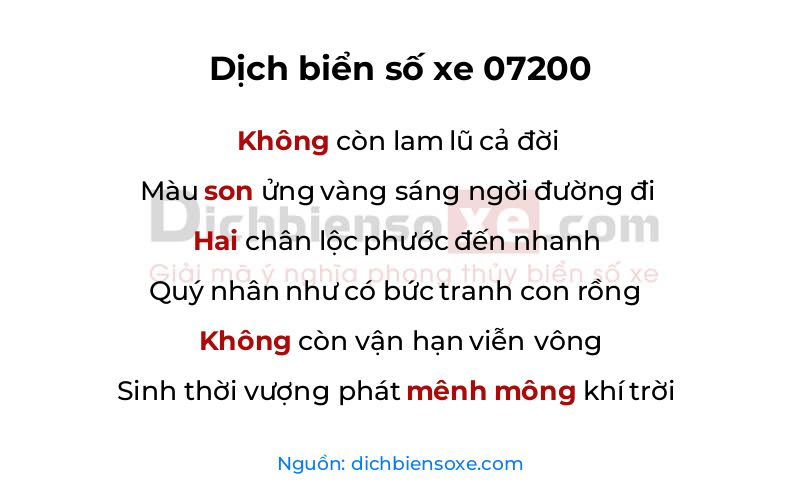 Dịch thơ biển số 07200