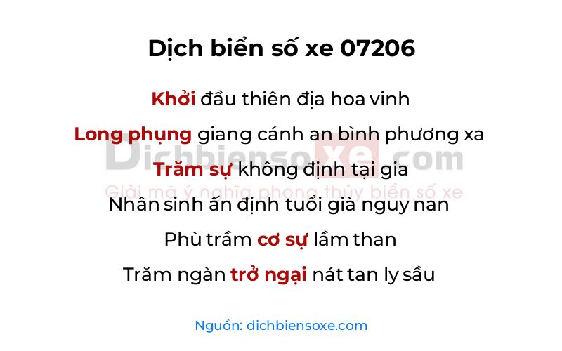 Dịch thơ biển số 07206