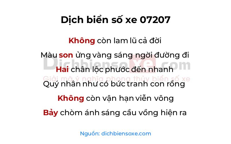 Dịch thơ biển số 07207