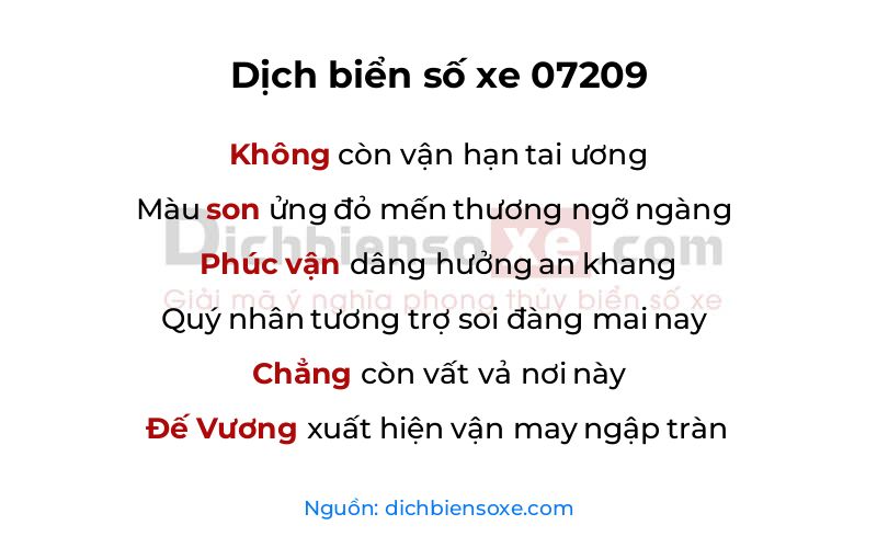 Dịch thơ biển số 07209