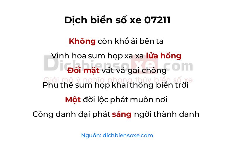 Dịch thơ biển số 07211