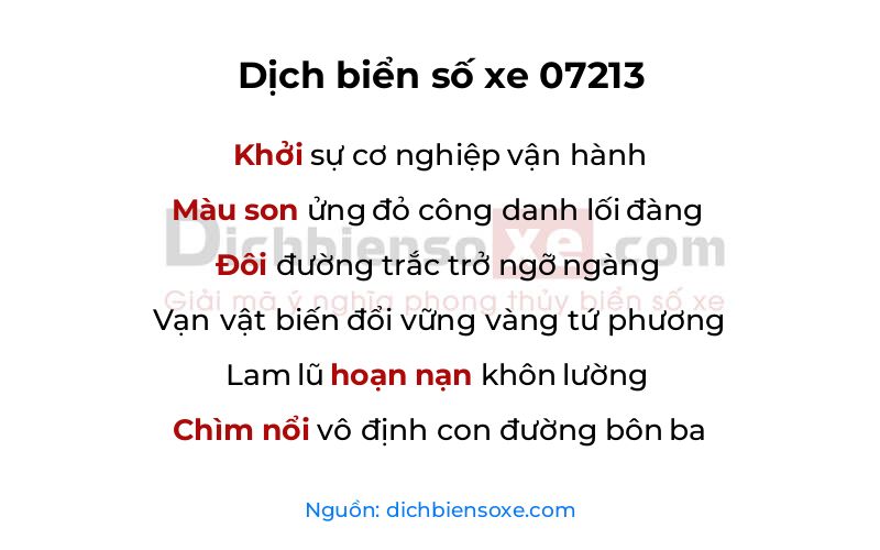 Dịch thơ biển số 07213