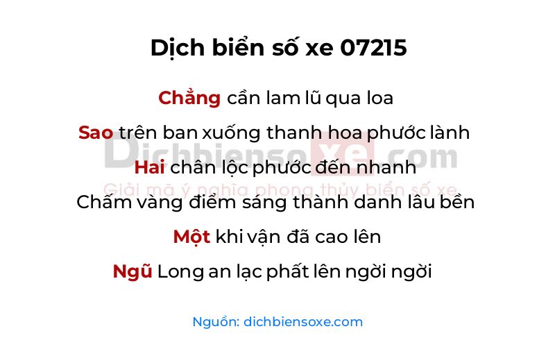 Dịch thơ biển số 07215