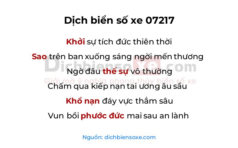 Dịch thơ biển số 07217