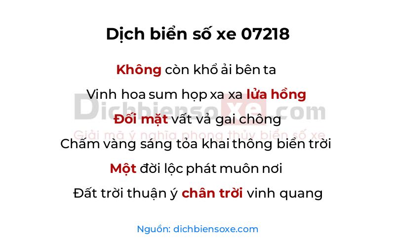 Dịch thơ biển số 07218