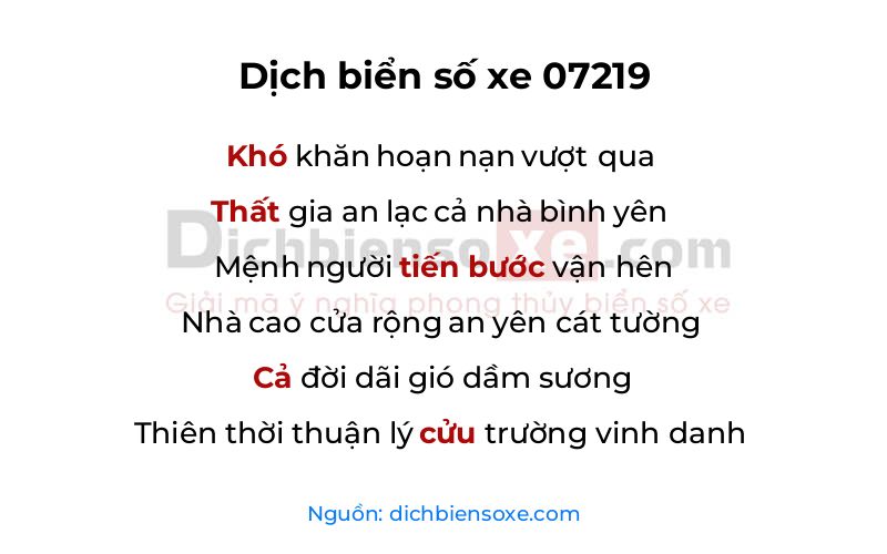 Dịch thơ biển số 07219