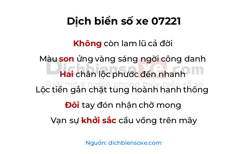 Dịch thơ biển số 07221