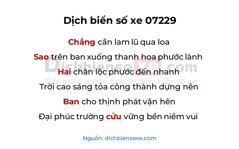 Dịch thơ biển số 07229