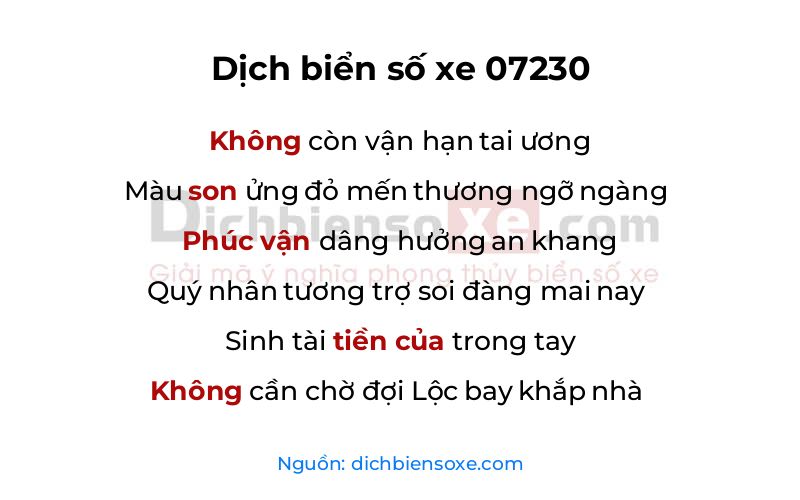 Dịch thơ biển số 07230