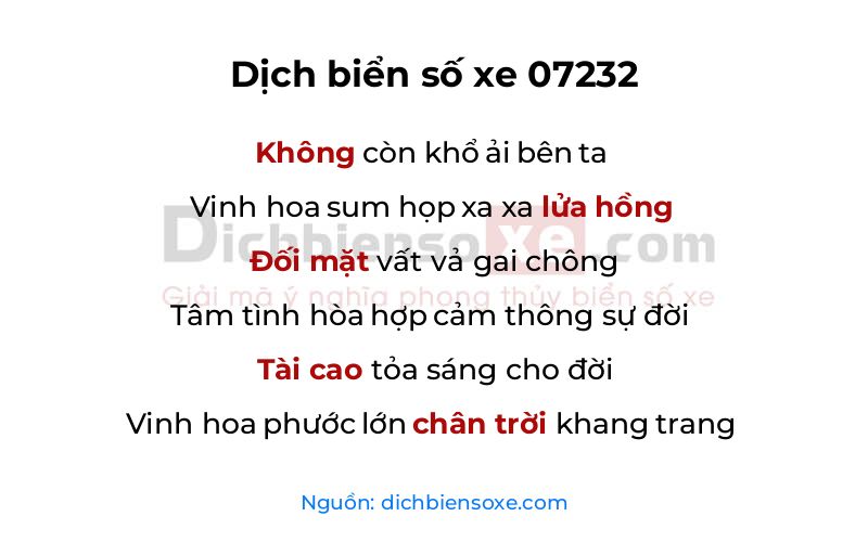 Dịch thơ biển số 07232