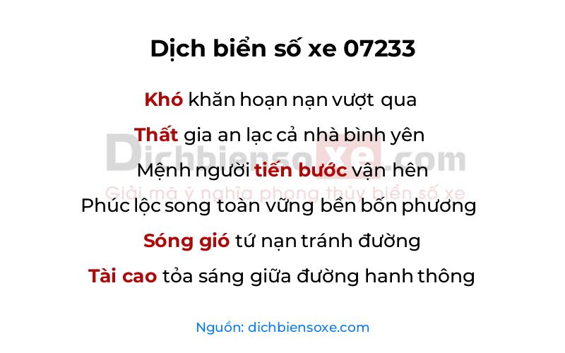 Dịch thơ biển số 07233