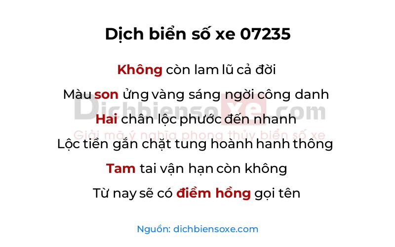 Dịch thơ biển số 07235