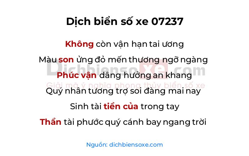 Dịch thơ biển số 07237