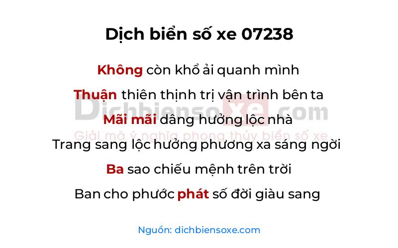 Dịch thơ biển số 07238