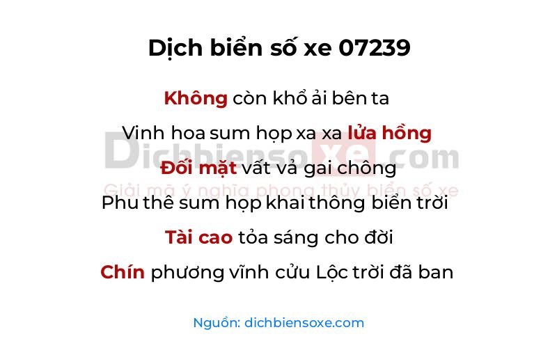 Dịch thơ biển số 07239