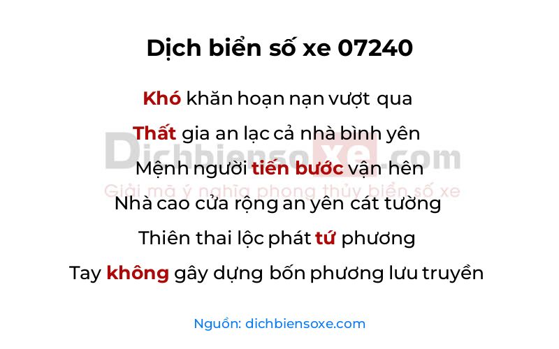 Dịch thơ biển số 07240