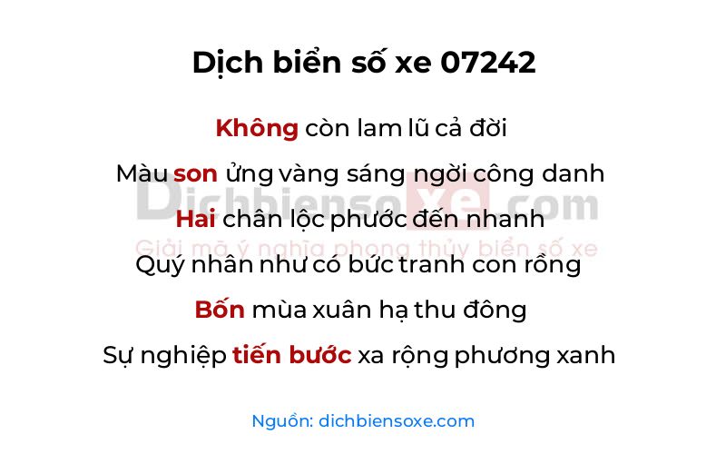 Dịch thơ biển số 07242