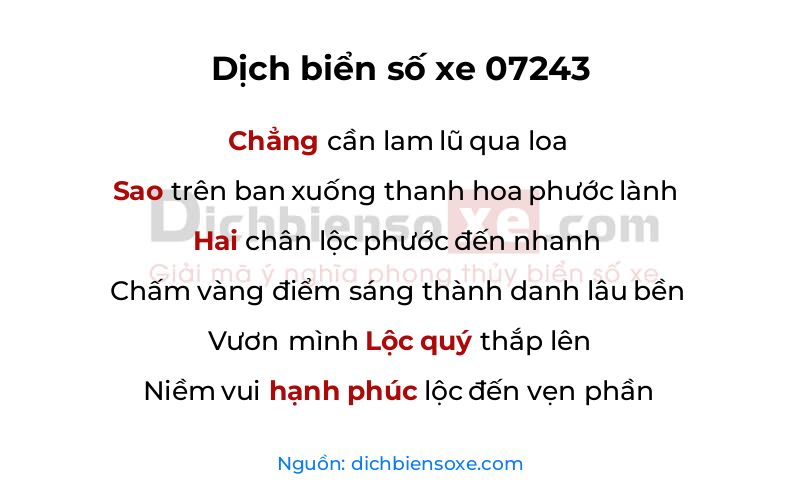 Dịch thơ biển số 07243