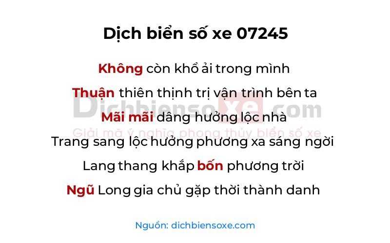 Dịch thơ biển số 07245