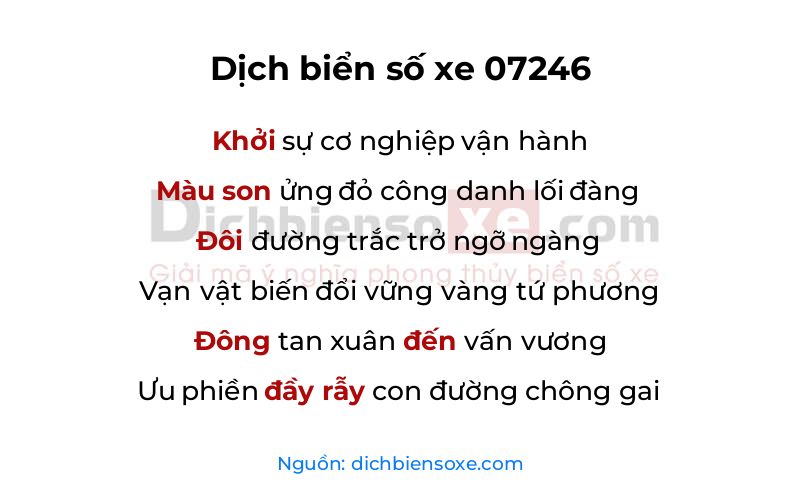 Dịch thơ biển số 07246