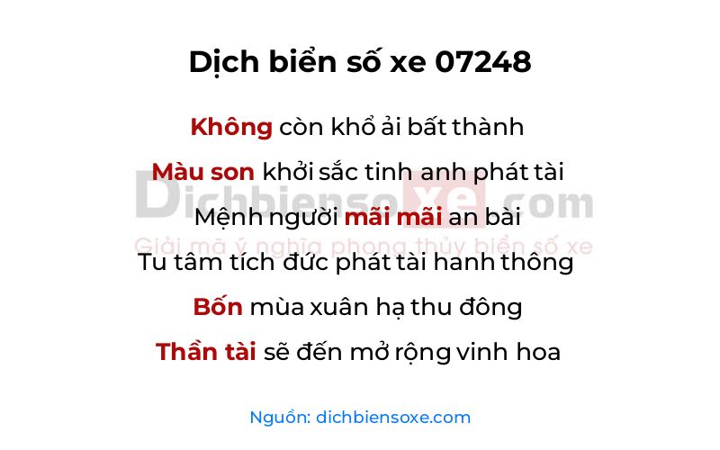 Dịch thơ biển số 07248