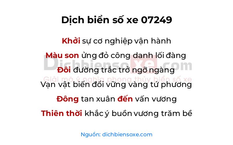 Dịch thơ biển số 07249