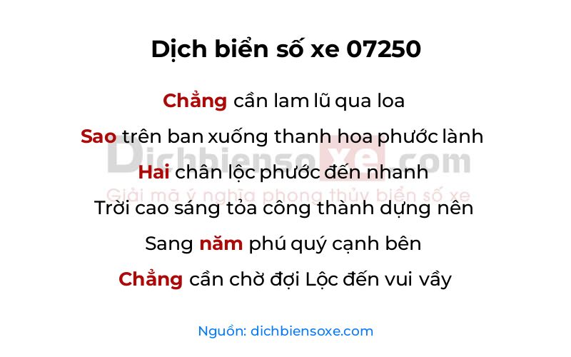 Dịch thơ biển số 07250