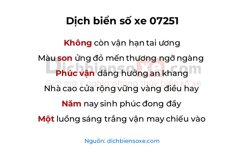 Dịch thơ biển số 07251