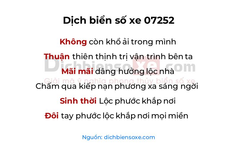 Dịch thơ biển số 07252