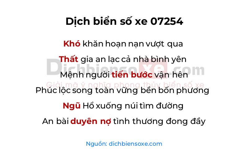 Dịch thơ biển số 07254