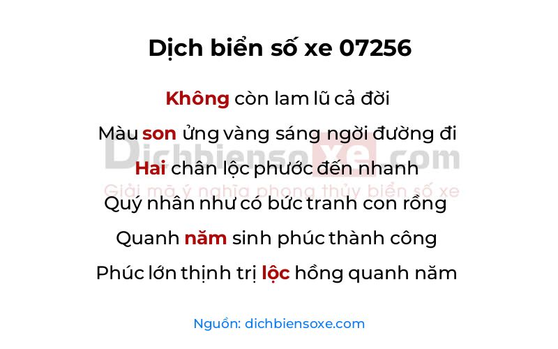 Dịch thơ biển số 07256