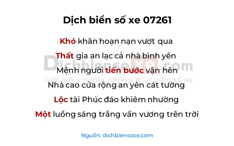 Dịch thơ biển số 07261