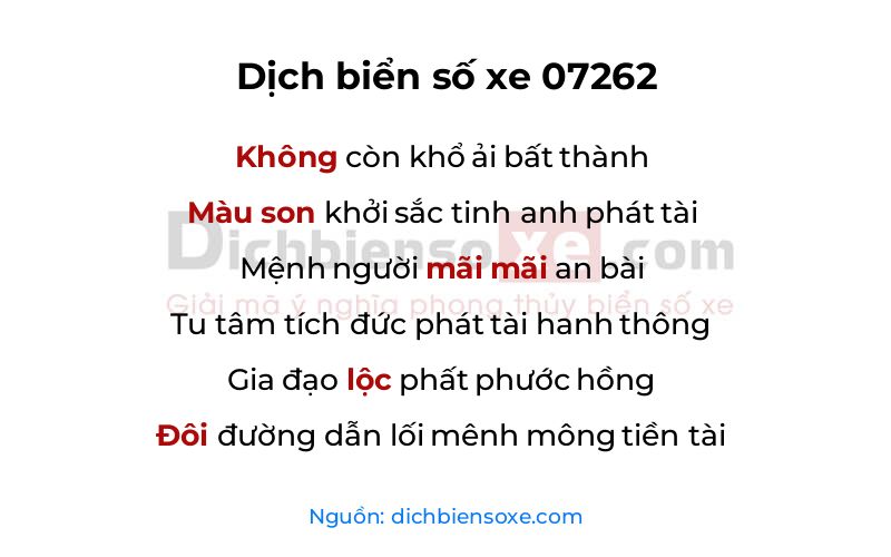 Dịch thơ biển số 07262