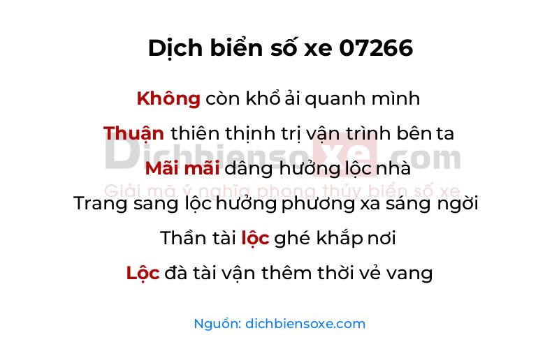 Dịch thơ biển số 07266