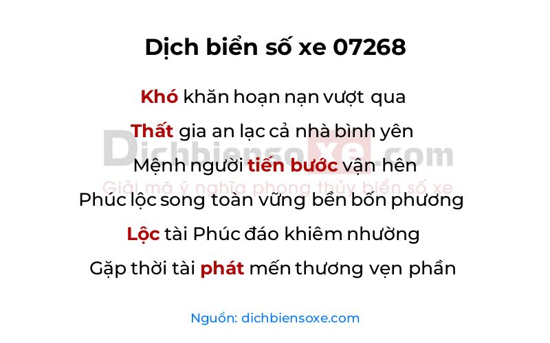 Dịch thơ biển số 07268