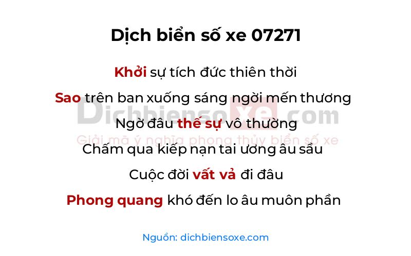 Dịch thơ biển số 07271